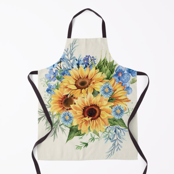 Item preview, Sunflower and Blue Wildflower Bouquet Botanical Floral Art designed and sold by ArtDesignRemix.