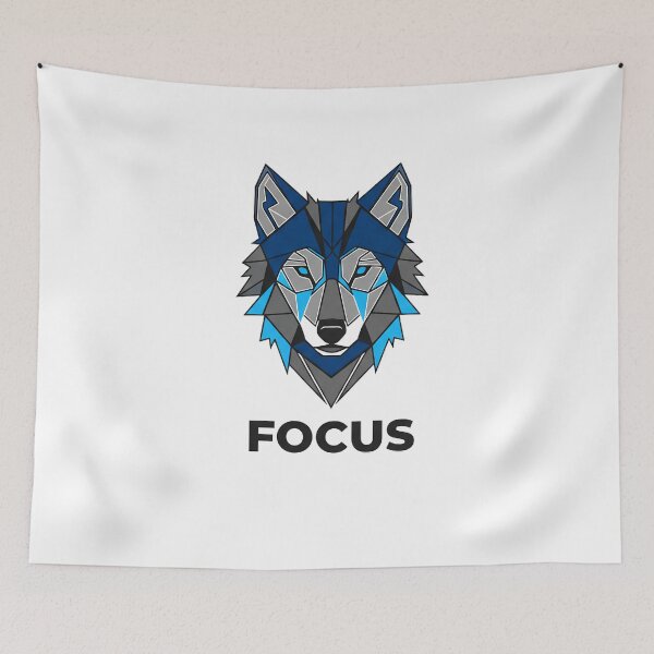 Item preview, Geometric Wolf Focus - Minimalist Blue & Grey Art designed and sold by BounoWorld.