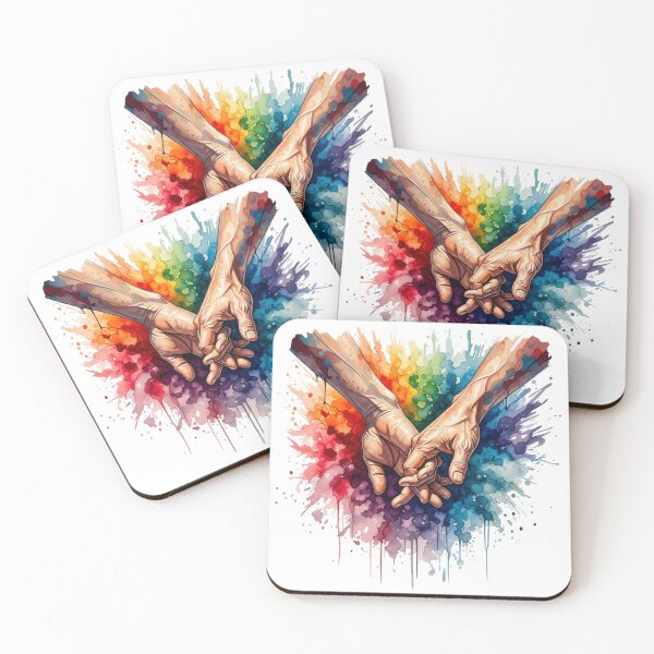 Item preview, Rainbow Splash Interlocked Hands - Unity & Love Watercolor Art designed and sold by Valeriia_Isaieva.