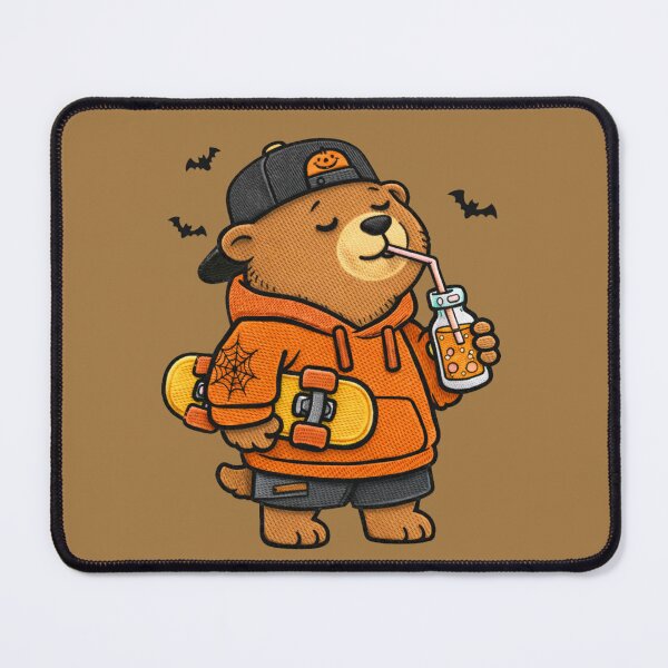 Item preview, Pumpkin Street Bear – Funny Halloween Bear Mascot with Skateboard designed and sold by ColorSplash123.