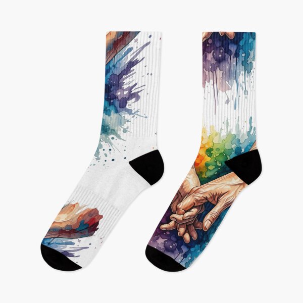 Item preview, Rainbow Splash Interlocked Hands - Unity & Love Watercolor Art designed and sold by Valeriia_Isaieva.