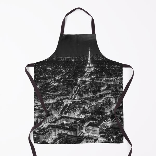 Item preview, Starry night Paris panoramic landscape skyline city view black and white photograph poster art print designed and sold by Astrid Arkhangelsky.