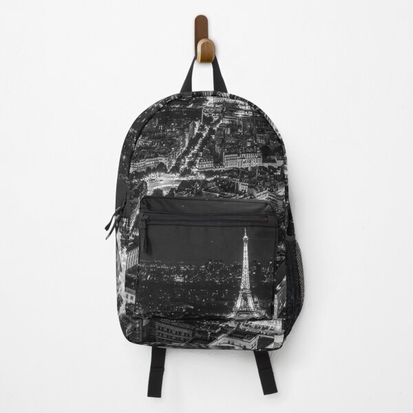 Item preview, Starry night Paris panoramic landscape skyline city view black and white photograph poster art print designed and sold by Astrid Arkhangelsky.