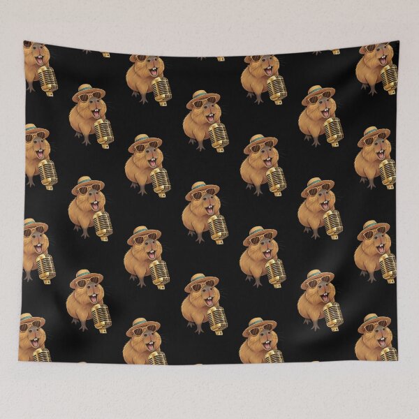 Item preview, Singing Capybara – Retro Microphone Character Design designed and sold by Dogandesighn.