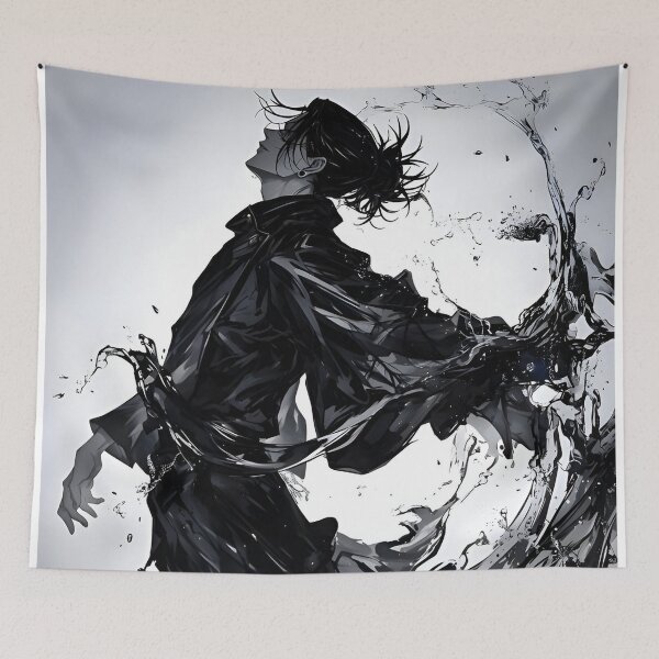 Item preview, Dark Ink Sorcerer – Abstract Black Ink Anime Style Character, Monochrome Fantasy Art designed and sold by Dyan4.