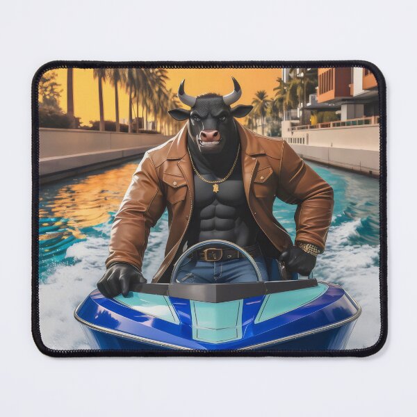 Item preview, Bull on a motorboat. designed and sold by MyHappyArtShop.