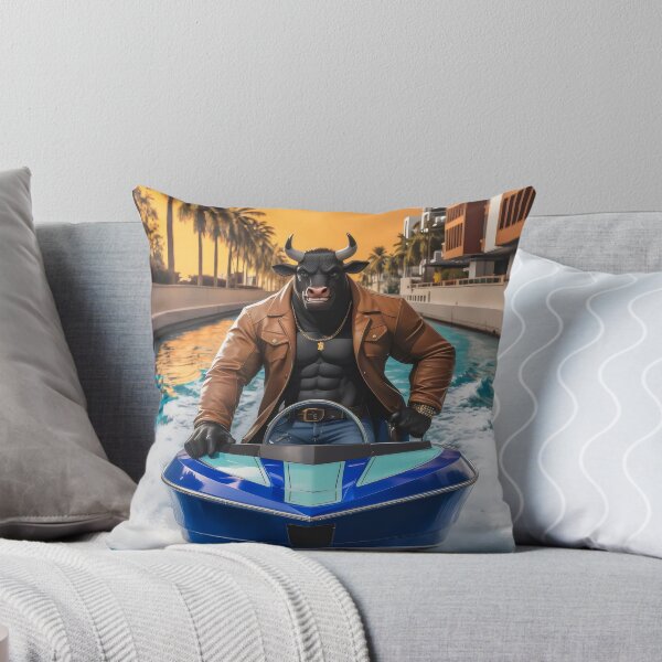 Item preview, Bull on a motorboat. designed and sold by MyHappyArtShop.