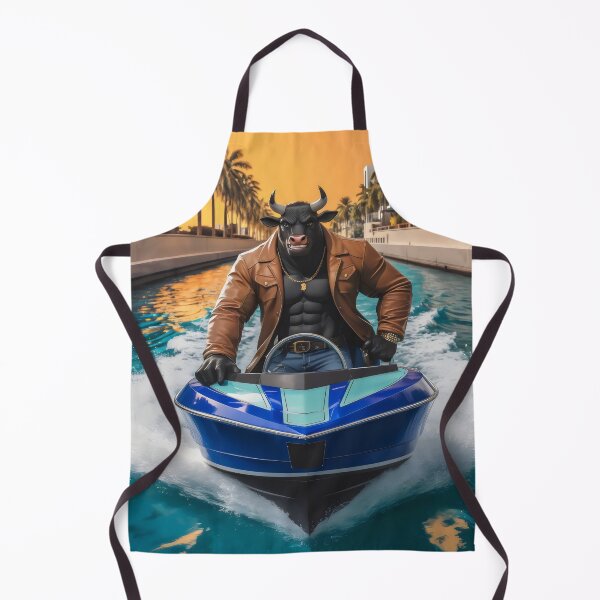 Item preview, Bull on a motorboat. designed and sold by MyHappyArtShop.