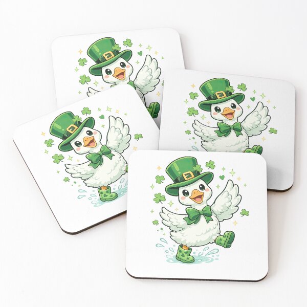 Item preview, Cute St Patrick’s Day Goose Dancing with Shamrocks designed and sold by MujernDesignArt.