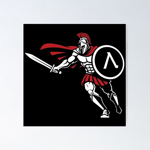 Artikelvorschau, Spartanischer Angriff Schwert Schild Maskottchen Spartan entworfen und verkauft von PixelStudioBe.