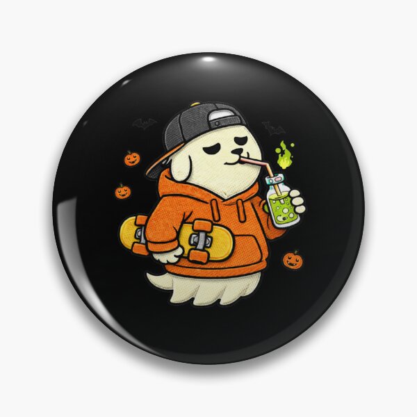 Item preview, Ghost Skate Dog – Funny Halloween Ghost Dog Mascot Cartoon designed and sold by ColorSplash123.