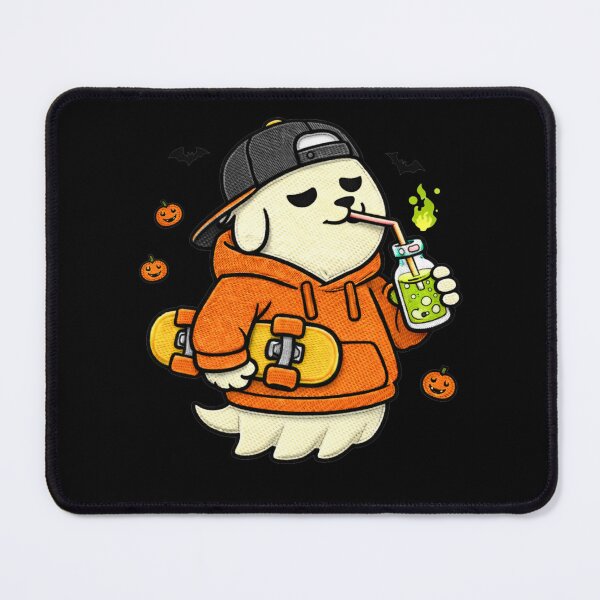 Item preview, Ghost Skate Dog – Funny Halloween Ghost Dog Mascot Cartoon designed and sold by ColorSplash123.