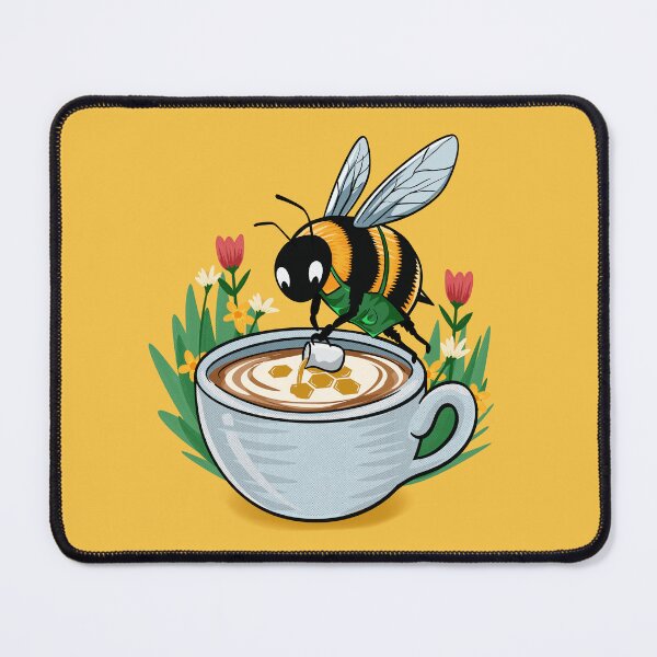 Item preview, Sweet Buzz Barista - Retro Bumblebee Latte Illustration designed and sold by danhoodstudio.