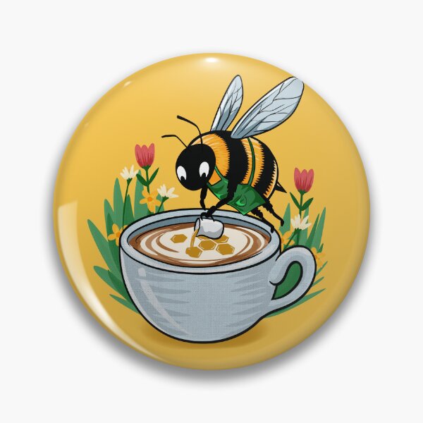 Item preview, Sweet Buzz Barista - Retro Bumblebee Latte Illustration designed and sold by danhoodstudio.