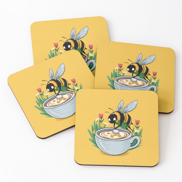 Item preview, Sweet Buzz Barista - Retro Bumblebee Latte Illustration designed and sold by danhoodstudio.