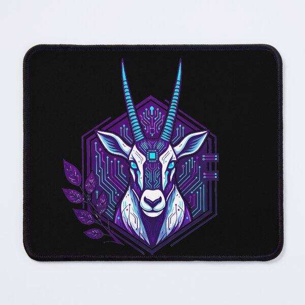 Item preview, Cyber Arabian Oryx Art - Futuristic Neon Circuit Desert Antelope Illustration designed and sold by AbulailArt.