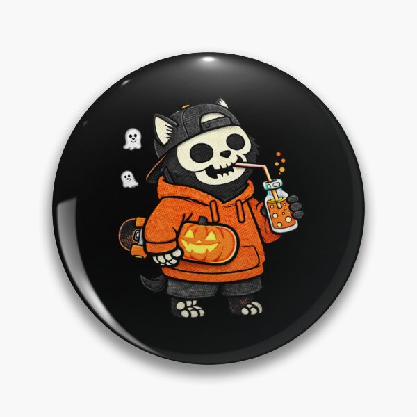 Item preview, Skeleton Skater Cat – Funny Halloween Skeleton Cat Mascot designed and sold by ColorSplash123.