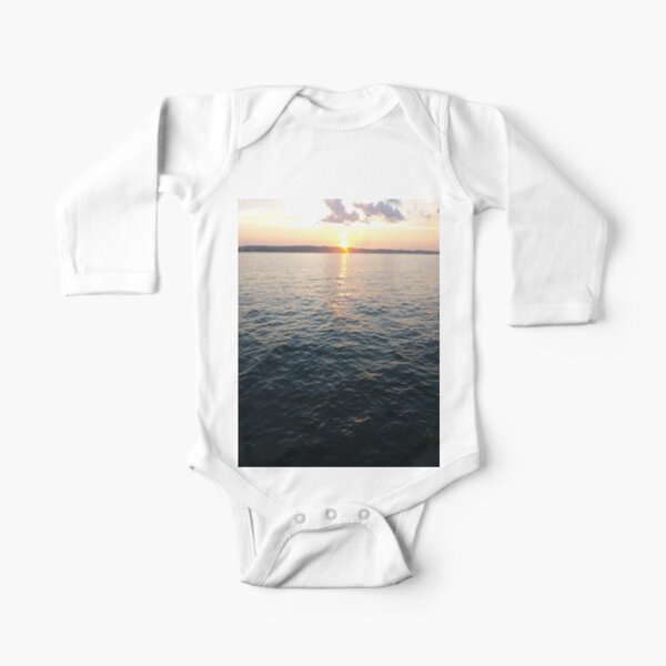 Sea, Water, Sunset, Reflection, #Sea, #Water, #Sunset, #Reflection Long Sleeve Baby One-Piece