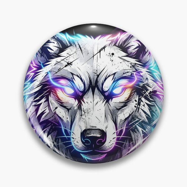 Item preview, Electric Neon White Wolf - Grunge Spirit Animal & Cyber Predator designed and sold by PawsyVibe.