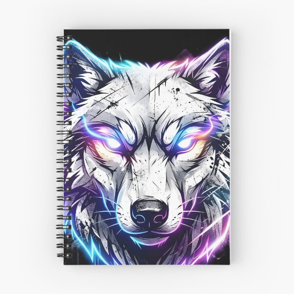 Item preview, Electric Neon White Wolf - Grunge Spirit Animal & Cyber Predator designed and sold by PawsyVibe.