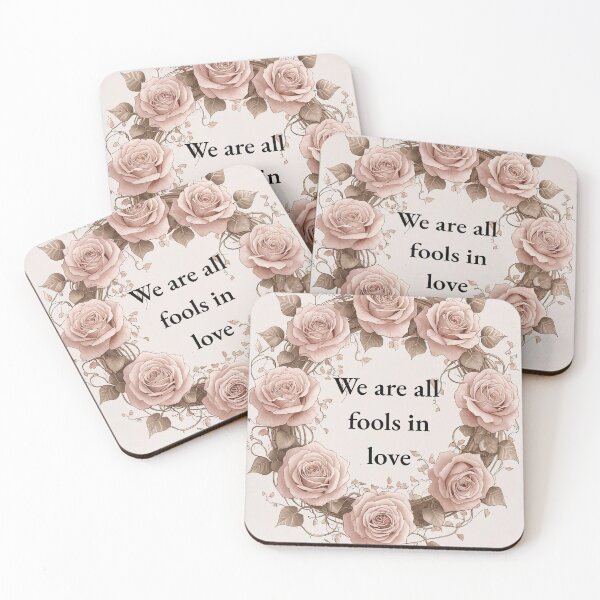 Item preview, We Are All Fools in Love – Elegant Quote with Vintage Roses & Ivy designed and sold by Deezyned.