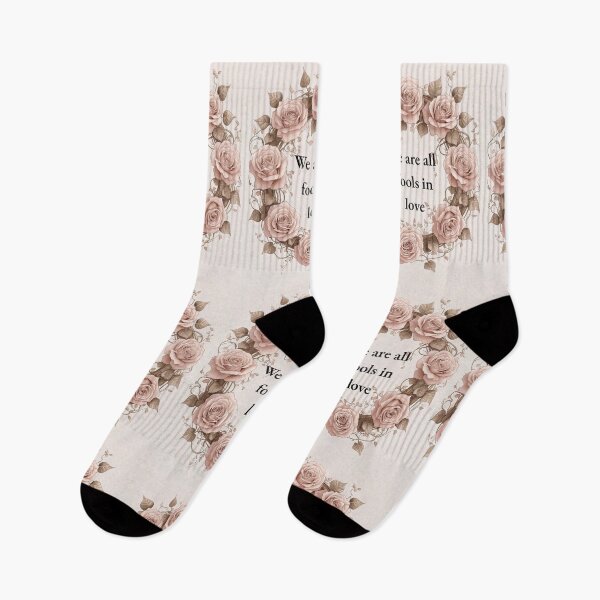 Item preview, We Are All Fools in Love – Elegant Quote with Vintage Roses & Ivy designed and sold by Deezyned.