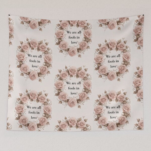Item preview, We Are All Fools in Love – Elegant Quote with Vintage Roses & Ivy designed and sold by Deezyned.