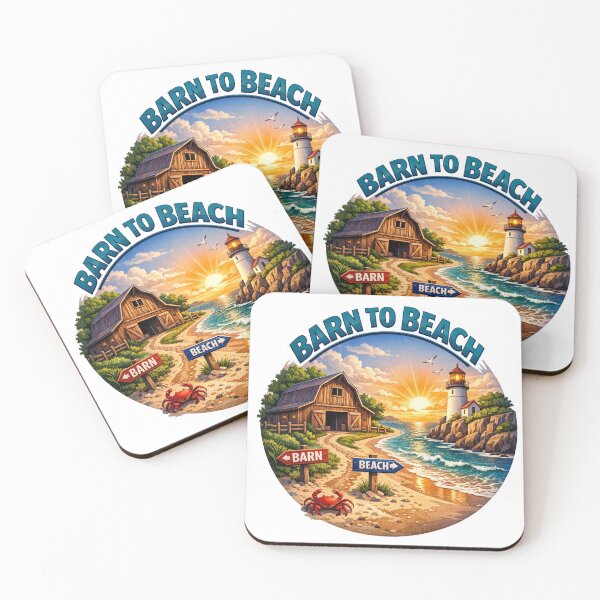 Item preview, Modern Realistic Barn to Beach T-Shirt Design with Lighthouse and Coastal Farm Scene designed and sold by ARTCREATESHOP.
