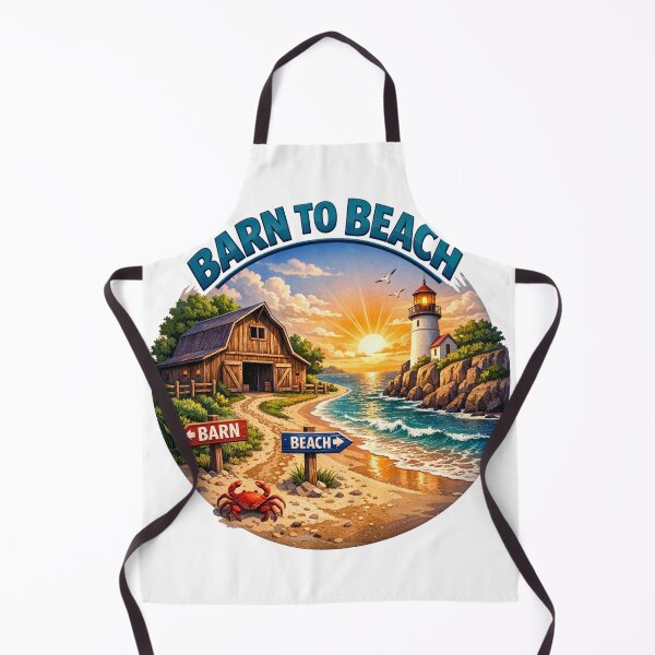 Item preview, Modern Realistic Barn to Beach T-Shirt Design with Lighthouse and Coastal Farm Scene designed and sold by ARTCREATESHOP.