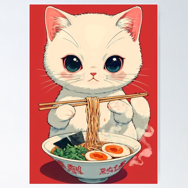 Item preview, Noodle Lover Cat – Vintage Manga Ramen Illustration designed and sold by JacksoonLester.