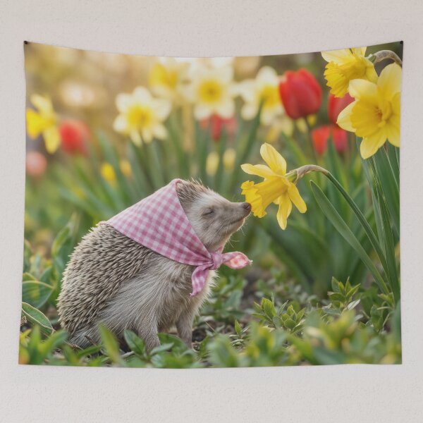 Item preview, Hedgehog Smelling a Spring Daffodil designed and sold by Maria Dryfhout.