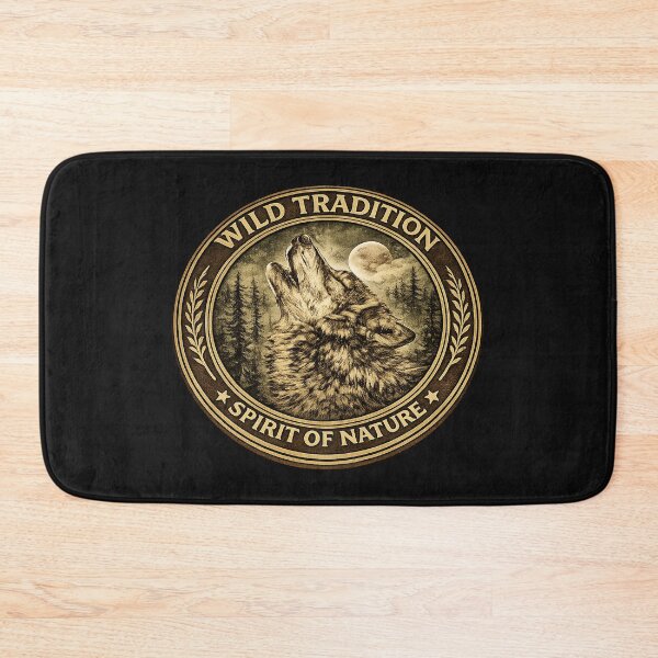 Item preview, Howling Wolf – Spirit of Nature Wildlife Vintage Badge Print  designed and sold by WildTradition.