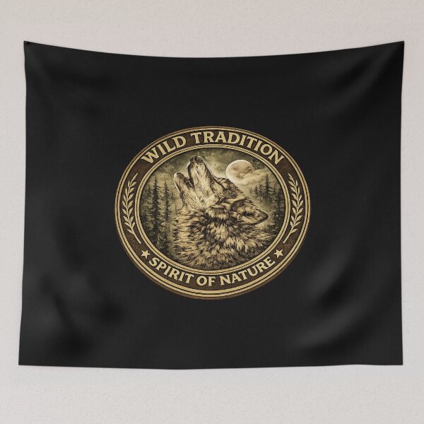 Item preview, Howling Wolf – Spirit of Nature Wildlife Vintage Badge Print  designed and sold by WildTradition.