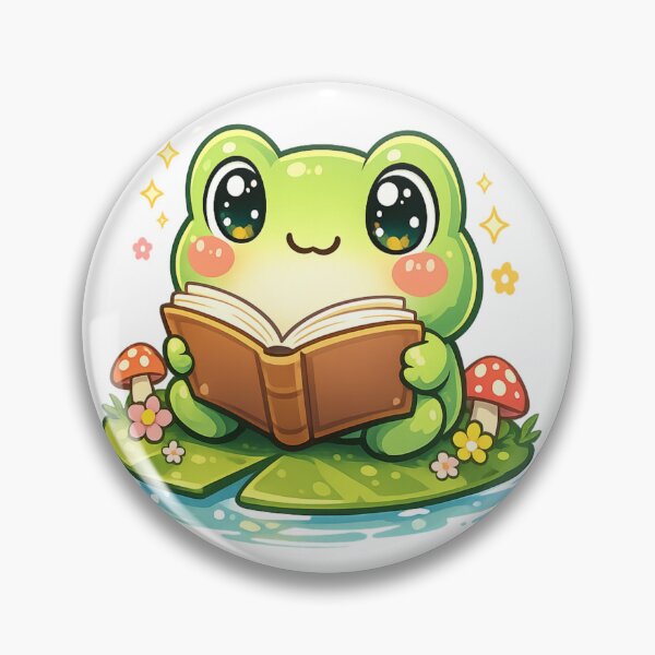 Item preview, Cute Kawaii Frog Reading a Book – Adorable Frog Lover Cartoon Aesthetic designed and sold by ArtWaveStudio8.