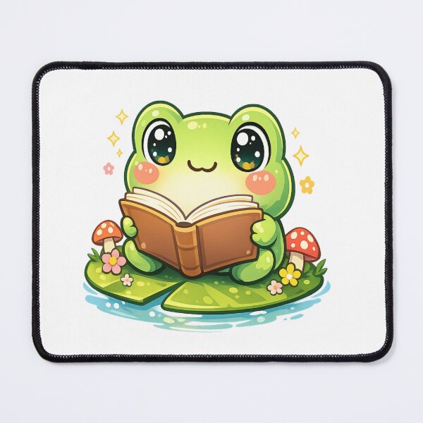Item preview, Cute Kawaii Frog Reading a Book – Adorable Frog Lover Cartoon Aesthetic designed and sold by ArtWaveStudio8.