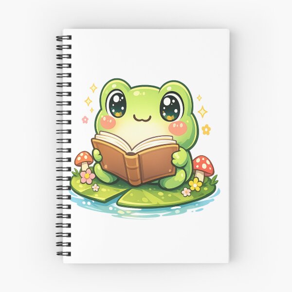 Item preview, Cute Kawaii Frog Reading a Book – Adorable Frog Lover Cartoon Aesthetic designed and sold by ArtWaveStudio8.