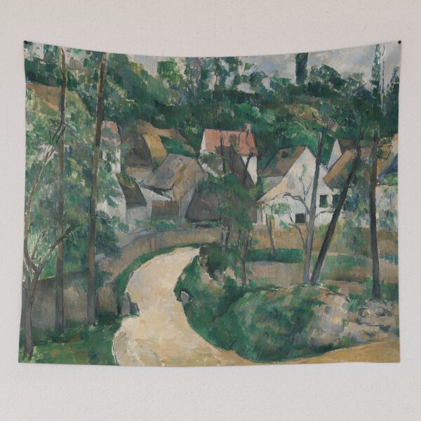 Item preview, Turn in the Road by Paul Cézanne: Serene Post Impressionist Village Landscape designed and sold by artofuniverse.