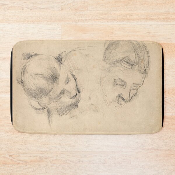 Item preview, Two Heads of Women by Paul Cézanne: Post Impressionist Figure Study designed and sold by artofuniverse.
