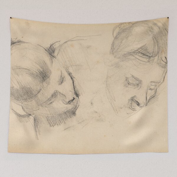 Item preview, Two Heads of Women by Paul Cézanne: Post Impressionist Figure Study designed and sold by artofuniverse.