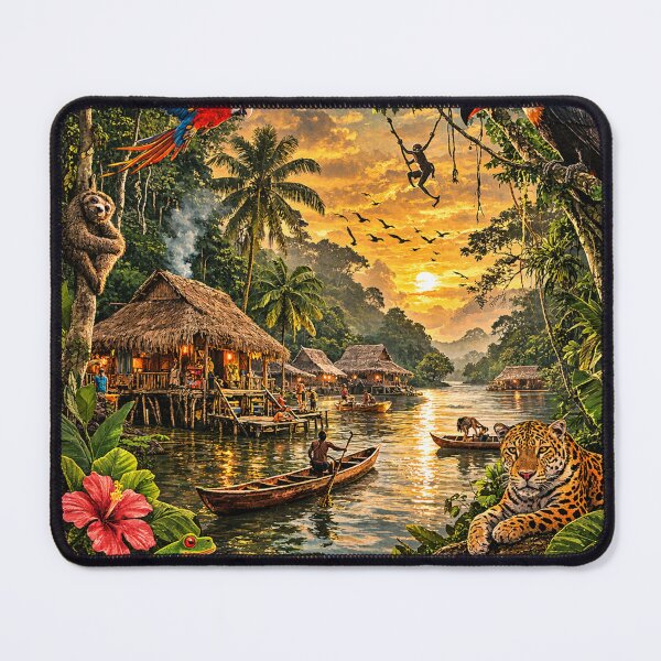 Item preview, amazon jungle sunset village designed and sold by hiperdinotees.
