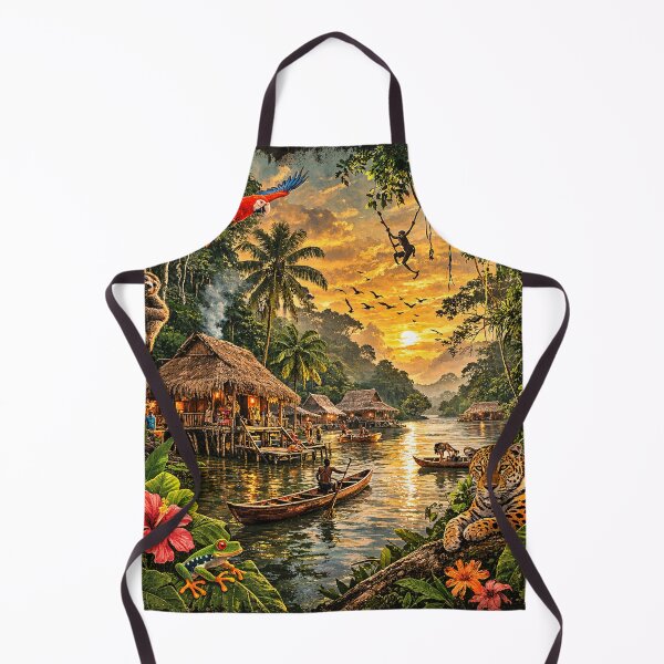 Item preview, amazon jungle sunset village designed and sold by hiperdinotees.