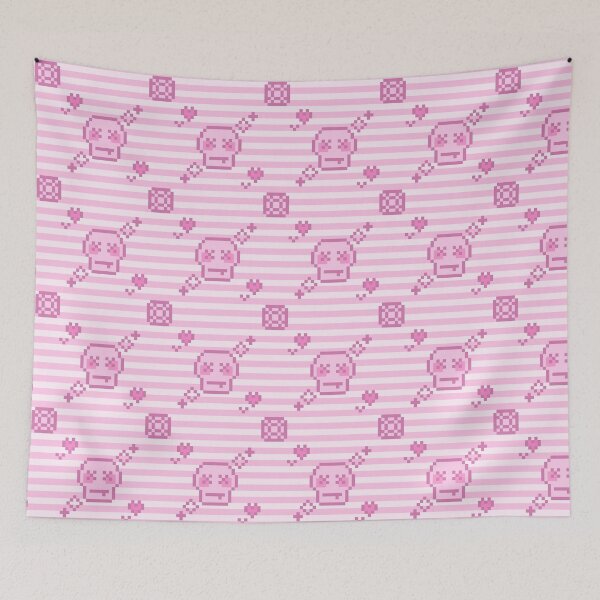 Item preview, pixel gem skull pattern (pastel pink) designed and sold by cottonlacey.