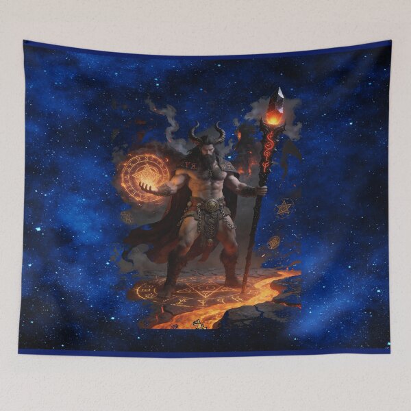 Item preview, The Horned God of the Cosmic Flame – Dark Pagan Sorcerer & Sacred Fire Sigil designed and sold by MysticOzzy.