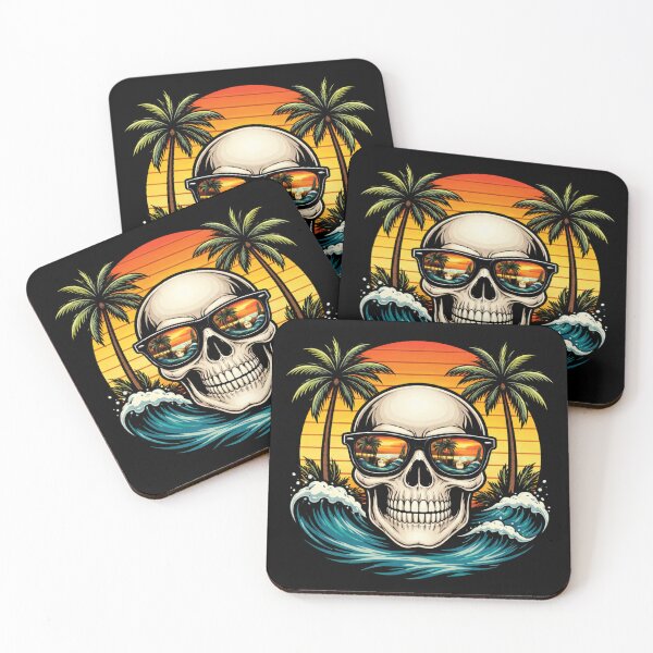 Item preview, Tropical Skull Sunset – Retro Beach Skull with Palm Trees designed and sold by Tropivaro.