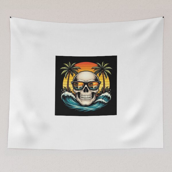 Item preview, Tropical Skull Sunset – Retro Beach Skull with Palm Trees designed and sold by Tropivaro.