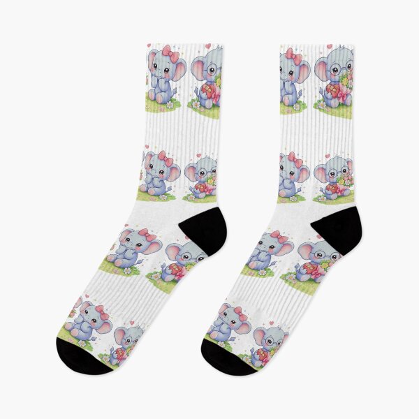 Item preview, Cute Kawaii Elephants with Flowers - Sweet Love Anime Style. designed and sold by Lylysun.