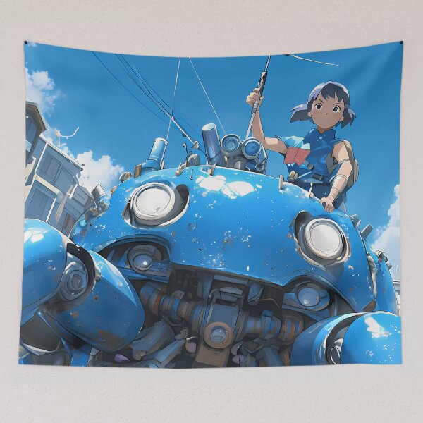 Item preview, Tachikoma Ghost In The Shell Blue Robot City Street Sunny Day designed and sold by SuperTeamCanada.