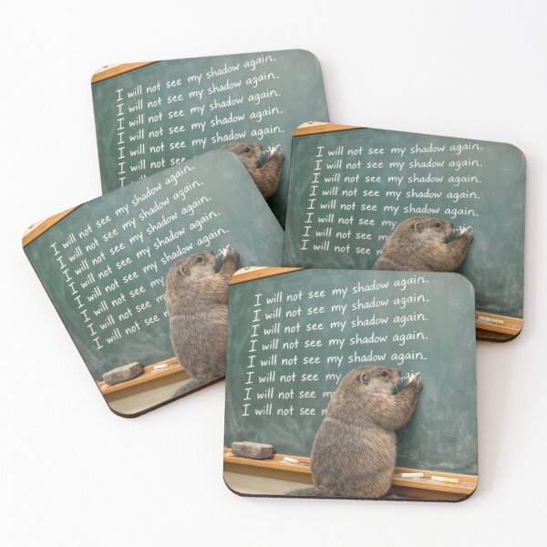 Item preview, Groundhog Writing Lines on a Green Chalkboard designed and sold by Maria Dryfhout.