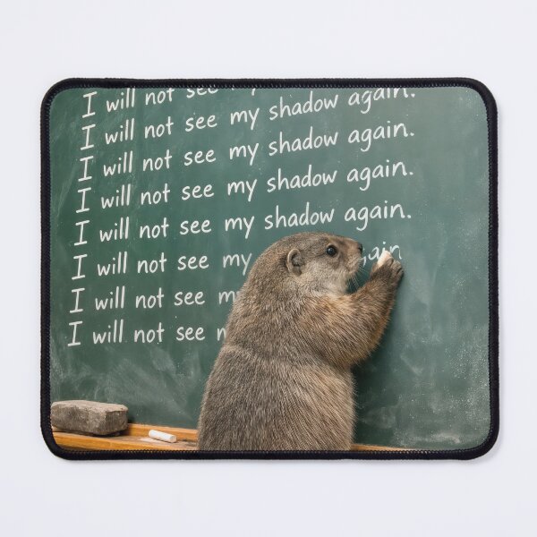Item preview, Groundhog Writing Lines on a Green Chalkboard designed and sold by Maria Dryfhout.