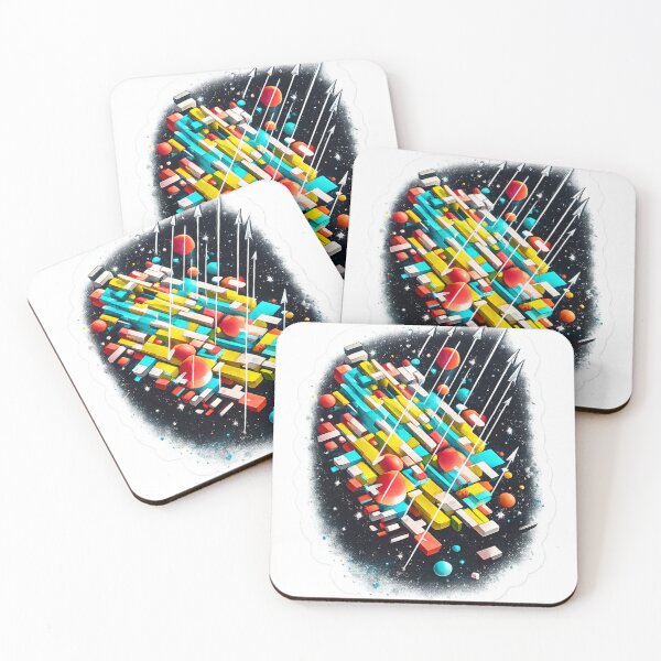 Item preview, Abstract Geometric Space Art Sticker | Futuristic Colorful 3D Shapes Design designed and sold by Hustlewear0001.